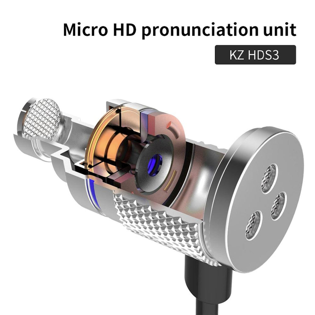 Silbernes KZ HDS3 In-Ear-Headset mit Hardcase
