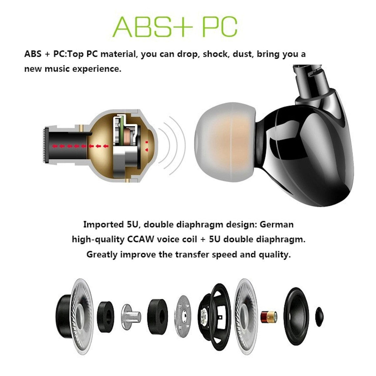 Schwarze KZ S6 Pro Sport In-Ear-Kopfhörer