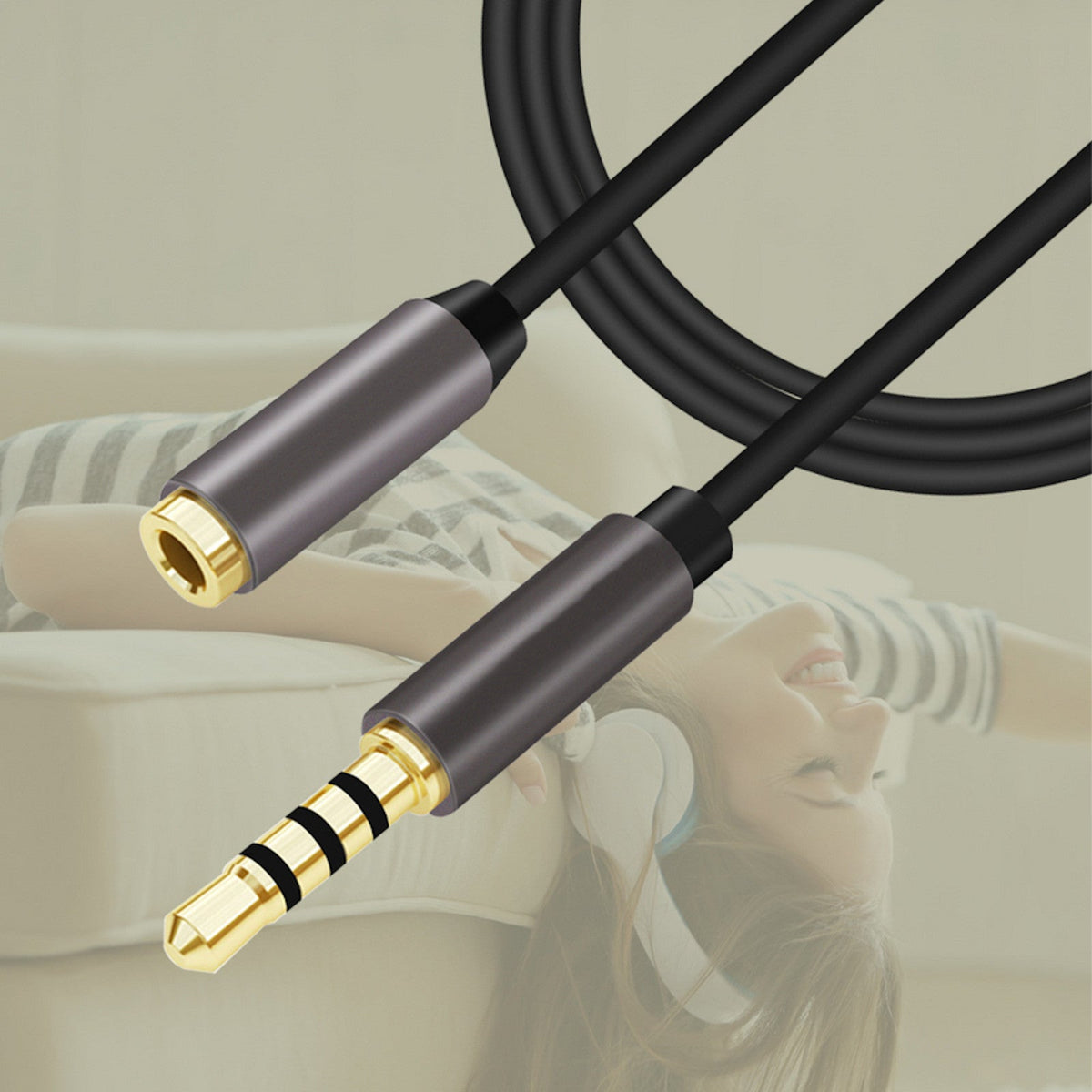 Schwarze 3 m 4-polige Headset-Verlängerung