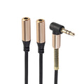 Audio Doppler Kabel Winkelstecker Kopfhörer 3.5mm Stecker > 2 Buchse schwarz