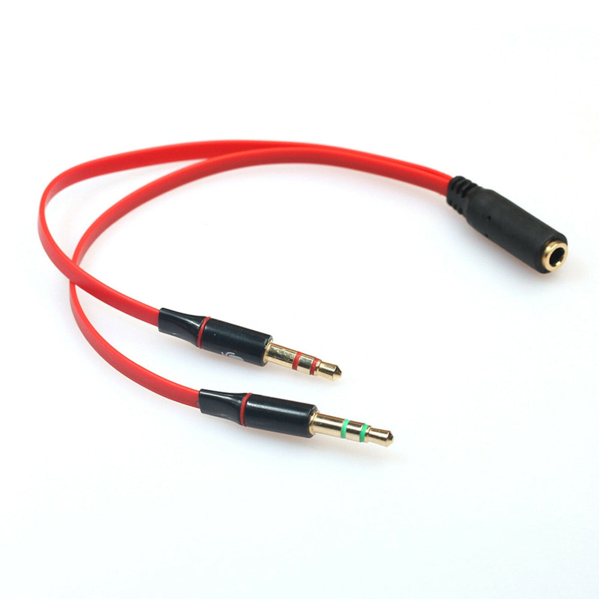 Roter 3,5-mm-Headset-Splitter für Audio und Mikrofon
